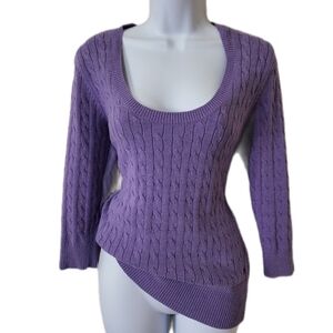 Y2k AE Purple Cable Knit Sweater